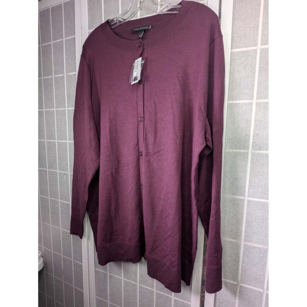 Lane Bryant Womens Cardigan 18/20 NWT $50 Plum Purple Button Front Sweater Soft - Picture 2 of 8